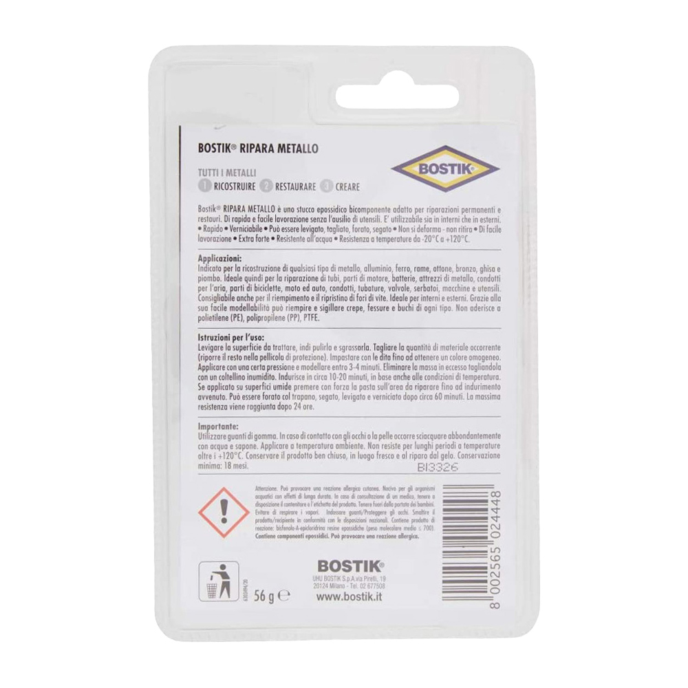 Stucco Epossidico Ripara Metallo BOSTIK 56 g